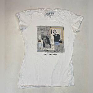 Lady Gaga Joanne Graphic T-shirt Women Slim Fit Large White Short Sleeve Music